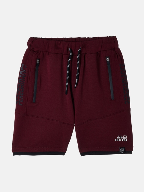 

Monte Carlo Boys Maroon Mid-Rise Cotton Blend Regular Shorts