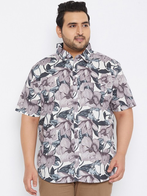 

Instafab Plus Men Grey Printed Casual Shirt