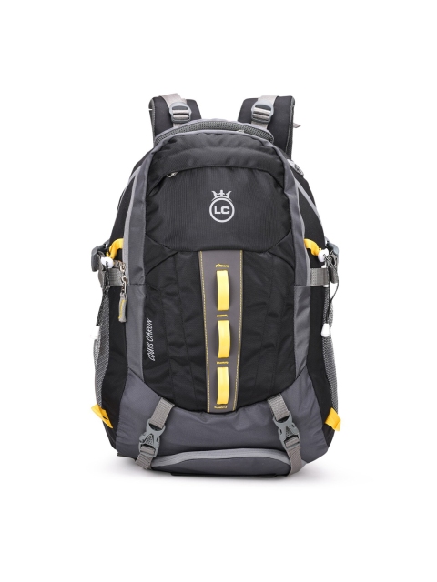 

LOUIS CARON Unisex Black & Yellow Backpack with Shoe Pocket