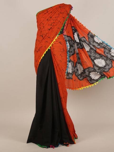 

Pothys Orange & Black Floral Saree