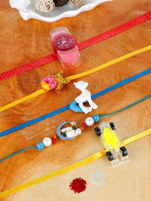 

PASSION PETALS Boys Set of 5 Rakhi, Multi