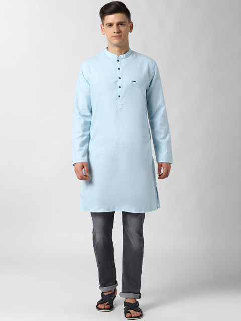 

Peter England Men Blue Thread Work Kurta