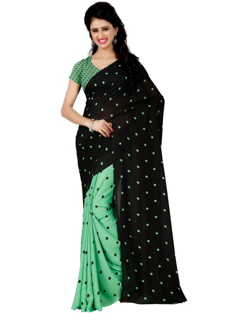 

KALINI Green & Black Poly Georgette Saree