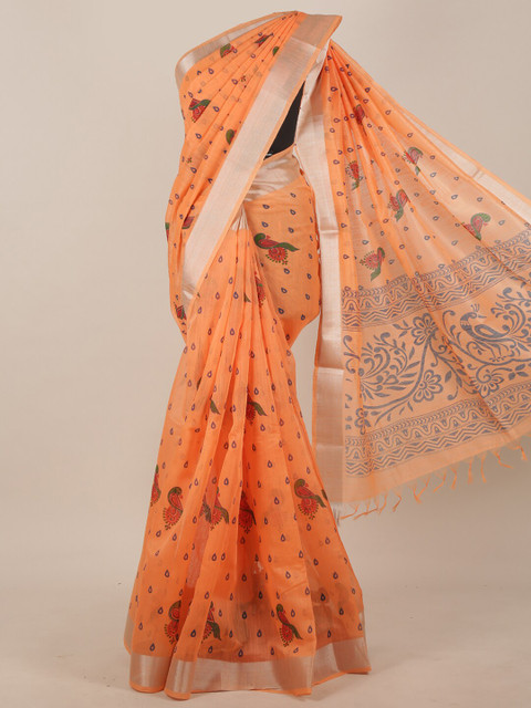 

Pothys Peach & Red Ethnic Motifs Saree