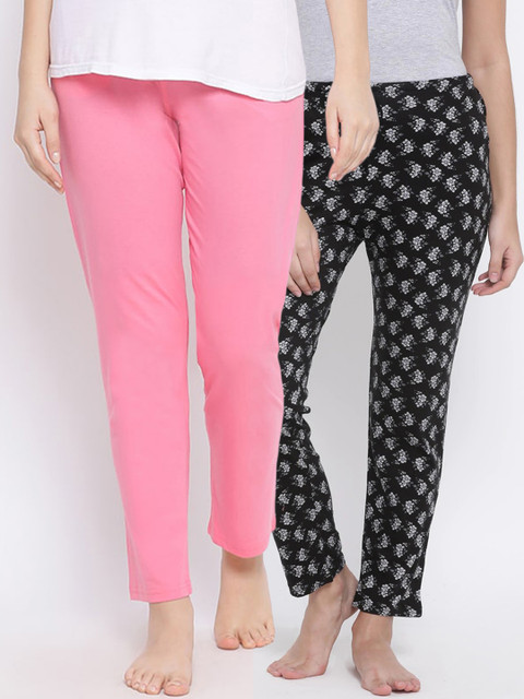 

Kanvin Women Pack of 2 Pure Cotton Lounge Pants, Pink
