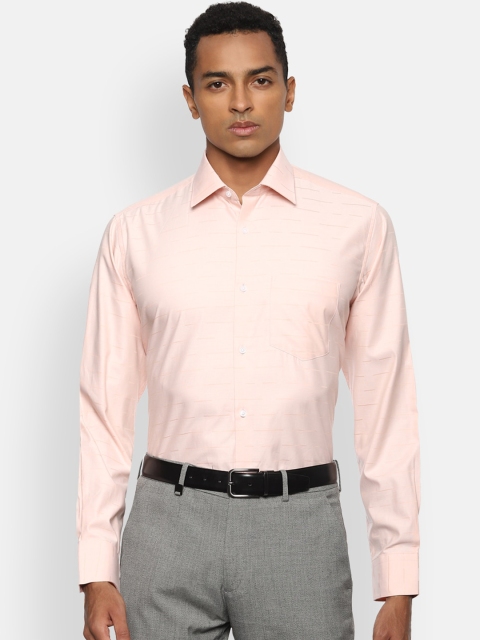 

Van Heusen Men Peach Striped Formal Shirt