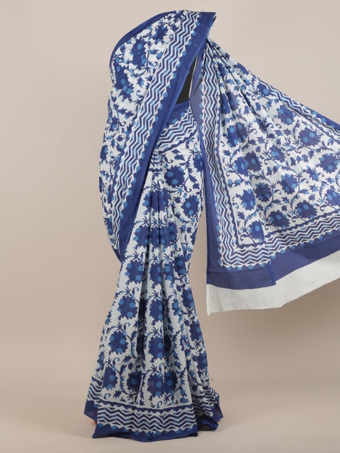 

Pothys White & Blue Floral Saree