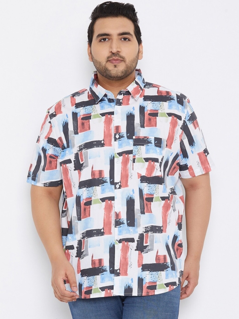 

Instafab Plus Men White Printed Casual Shirt