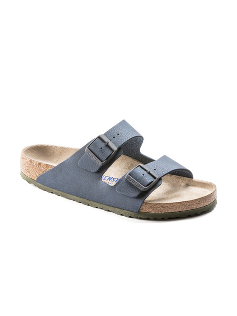 

Birkenstock Men Arizona Soft Footbed Grey Slides, Blue