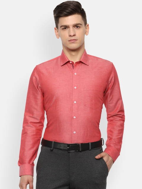 

Van Heusen Men Cotton Peach Solid Textured Formal Shirt
