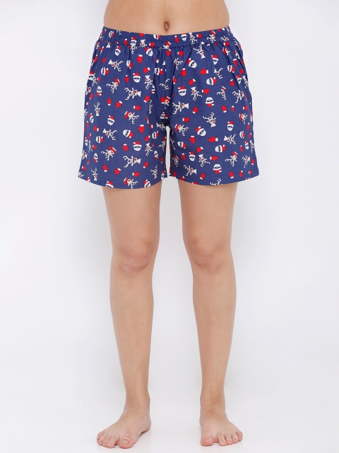

Heart 2 Heart Women Blue & Red Printed Lounge Shorts