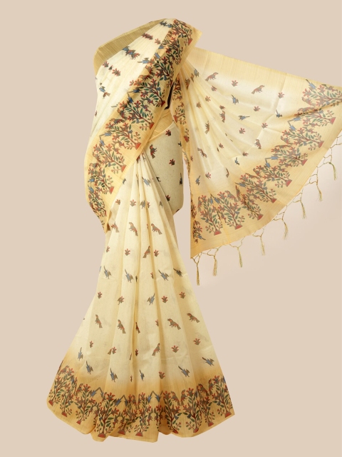 

Pothys Beige Ethnic Motifs Jute Cotton Saree