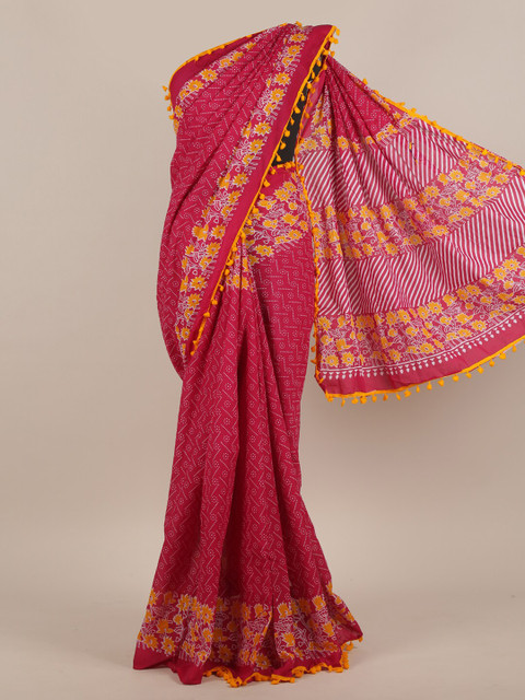 

Pothys Pink & Orange Floral Saree