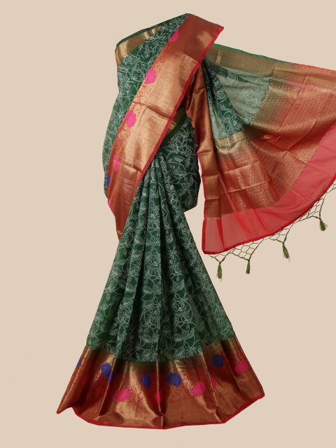 

Pothys Green & Red Woven Design Silk Blend Saree