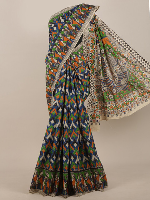 

Pothys Blue & Green Ethnic Motifs Saree
