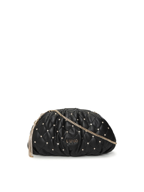 

LIU JO Black & Gold-Toned Embellished Purse Clutch