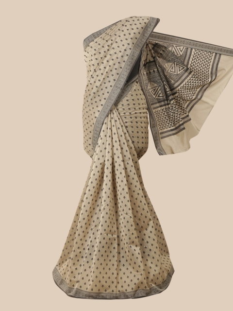 

Pothys Tan Ethnic Motifs Chanderi Saree