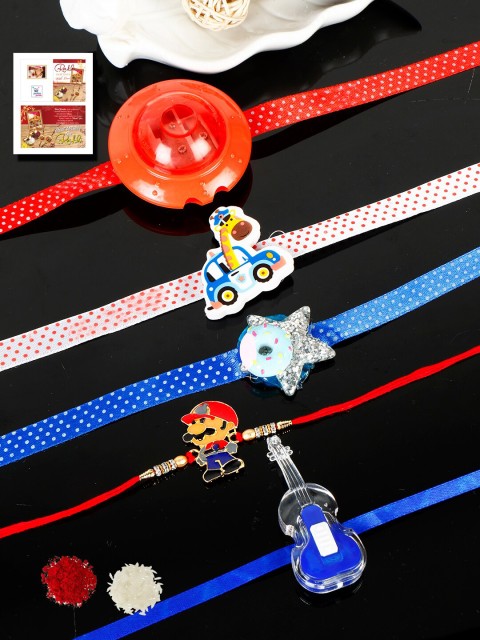 

PASSION PETALS Boys Set of 5 Rakhi, Multi