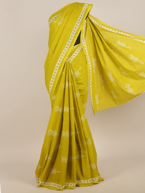 

Pothys Olive & White Floral Saree