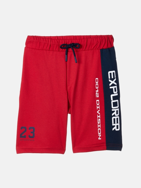 

Monte Carlo Boys Red Typography Printed Mid-Rise Cotton Blend Regular Shorts