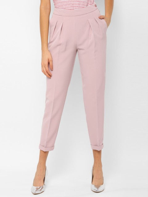

Allen Solly Woman Pink Pleated Peg Trousers