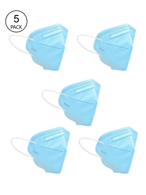 

OOMPH Adult Pack Of 5 Blue Solid 5-Ply Reusable Anti-Pollution KN95 Masks