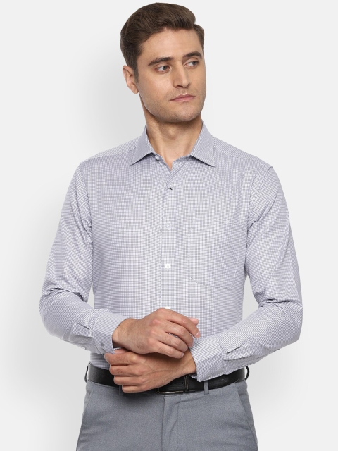 

Louis Philippe Men Grey & White Cotton Classic Fit Houndstooth Pattern Formal Shirt