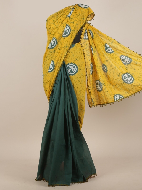 

Pothys Women Yellow & Green Cotton Saree