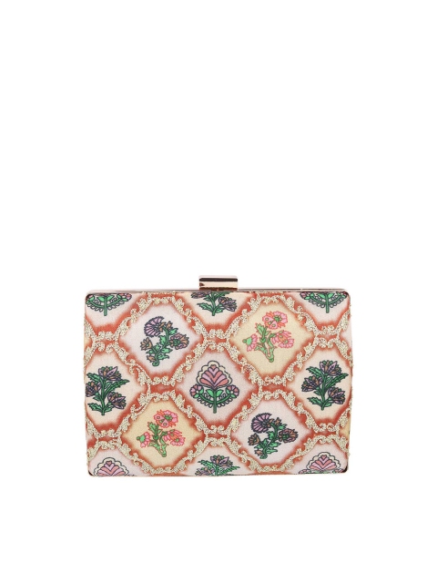 

Mochi Beige & Red Printed Box Clutch