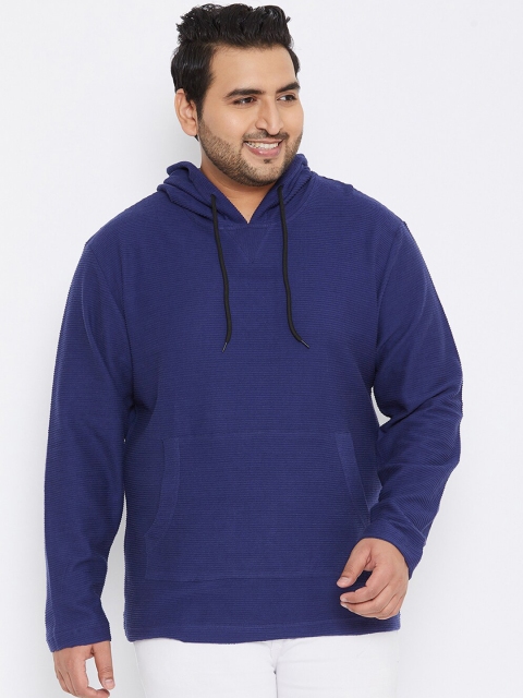 

Instafab Plus Men Navy Blue Hooded Sweatshirt