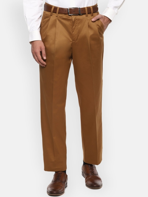 

Louis Philippe Men Khaki Pleated Formal Trousers