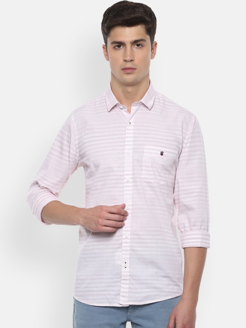 

Louis Philippe Sport Men Pink Slim Fit Horizontal Stripes Striped Casual Shirt
