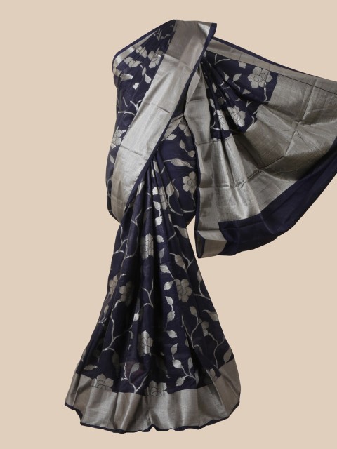 

Pothys Blue Woven Design Tusser Silk Blend Saree