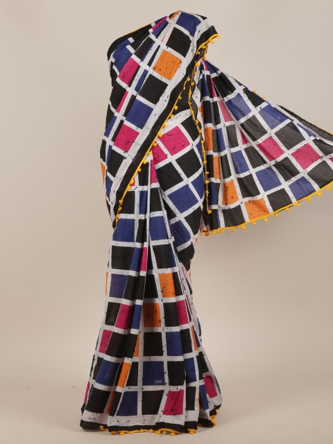 

Pothys Black & Pink Colourblocked Jaipur Cotton Saree