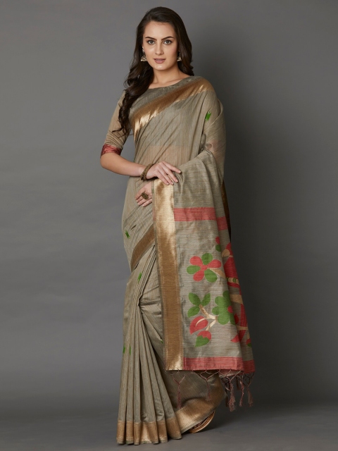 

Mitera Women Beige Woven Design Silk Cotton Saree