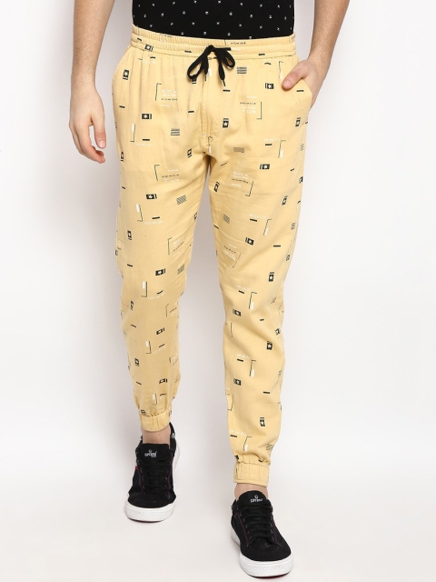

V2 Value & Variety Men Yellow & Black Printed Cotton Joggers