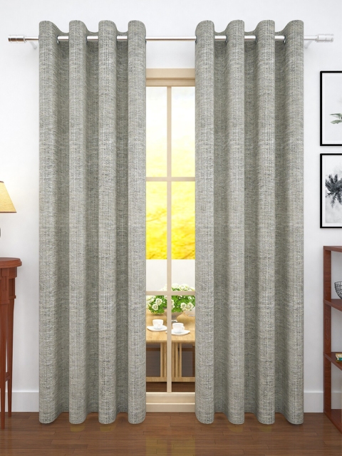 

Story@home Set Of 2 Grey Jacquard Textured Door Curtains