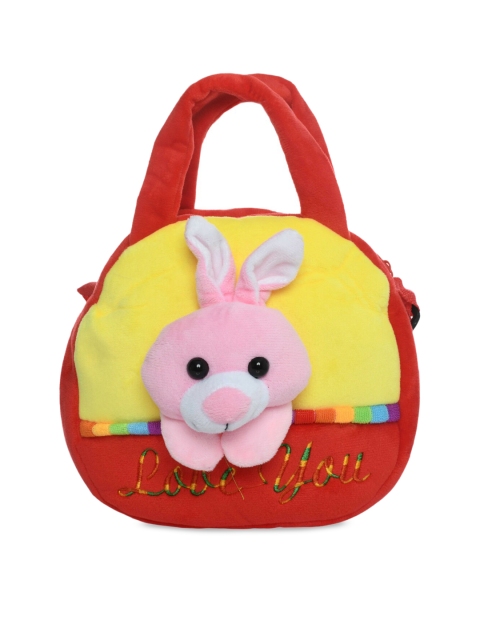 

DukieKooky Red Colourblocked Animal Embellished Handheld Bag with Applique Detail