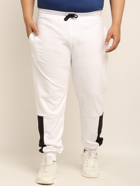 

Rodzen Men White & Black Solid Slim-Fit Cotton Joggers