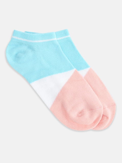 

Honey by Pantaloons Women Blue & White Colourblocked Ankle-Length Socks