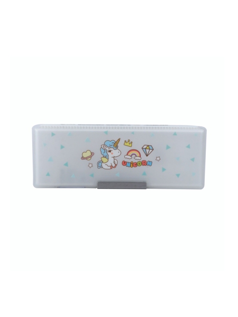 

QIPS Kids White & Yellow Printed Magnetic Pencil Box