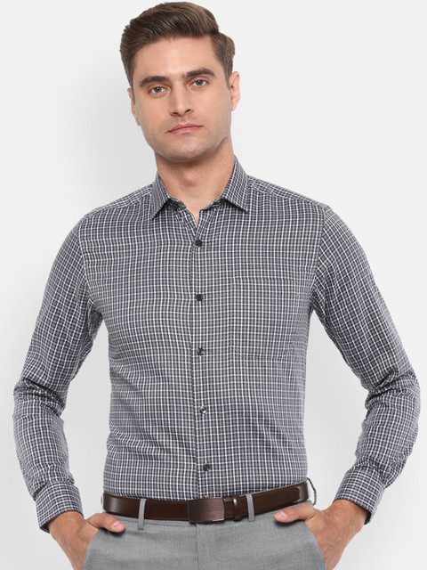 

Louis Philippe Men Grey Slim Fit Checked Formal Shirt