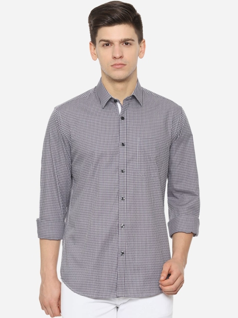 

Louis Philippe Men Grey Gingham Checks Slim Fit Casual Shirt