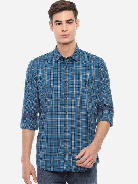 

Louis Philippe Sport Men Blue Slim Fit Checked Pure Cotton Casual Shirt