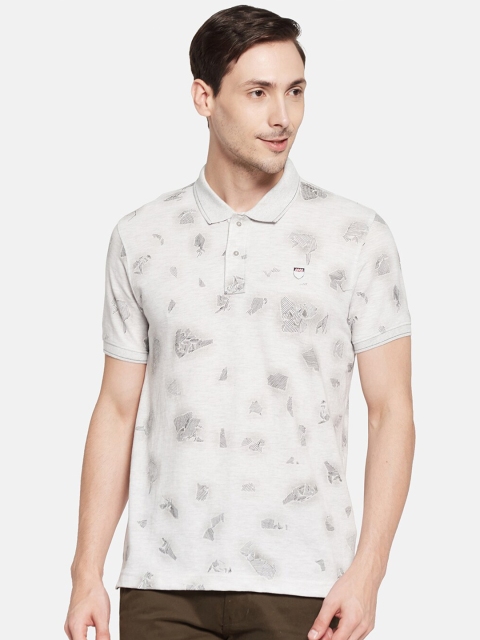 

Monte Carlo Men Grey Printed Polo Collar Slim Fit T-shirt