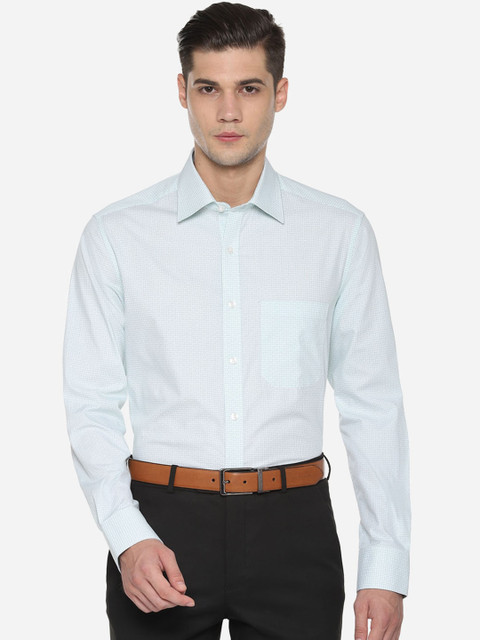 

Louis Philippe Men Green Pure Cotton Checked Regular Fit Formal Shirt