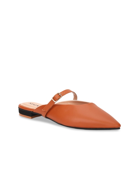 

STALK Women Brown Mules with Buckles Flats