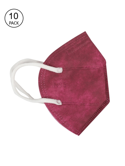 

Fashitale Unisex Pack Of 10 Maroon Solid 5-Ply Reusable Protective N95 Masks