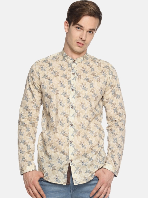 

COUPER & COLL Men Beige Slim Fit Floral Printed Casual Shirt