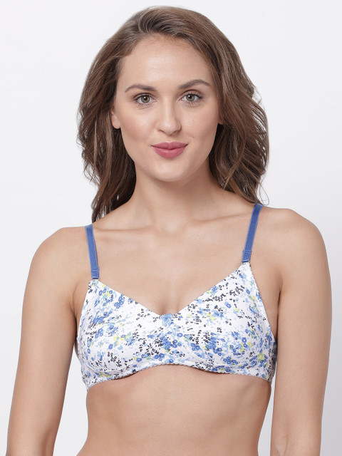 

Macrowoman W-Series White & Blue Floral Everyday Bra Full Coverage MW1151 BRA BL FLORAL